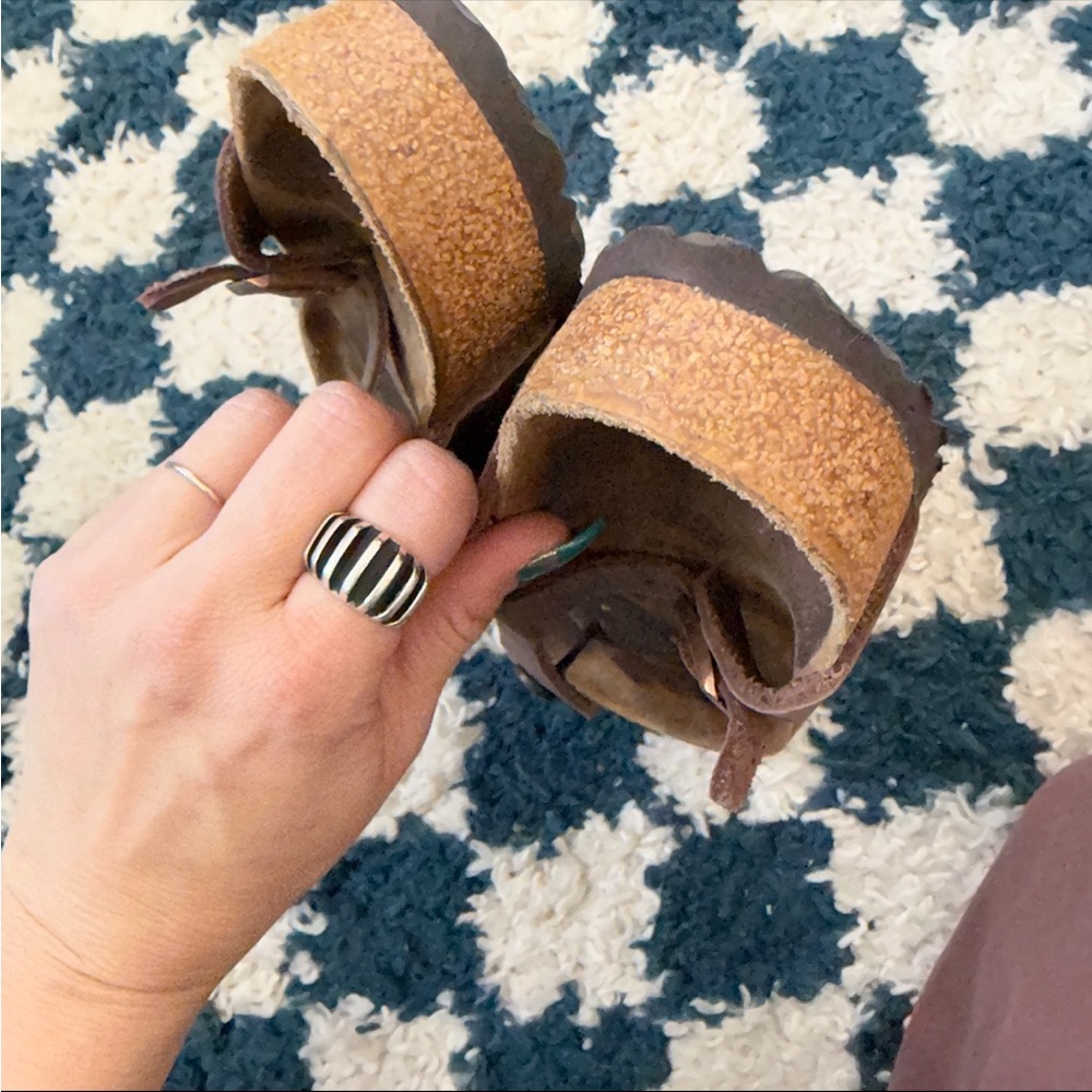 Birkenstock Brown Leather Thong Sandals - Picture 3 of 5